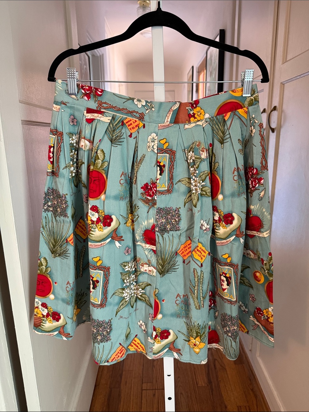 Grace Karin Teal Pleated Full Skirt with Frida